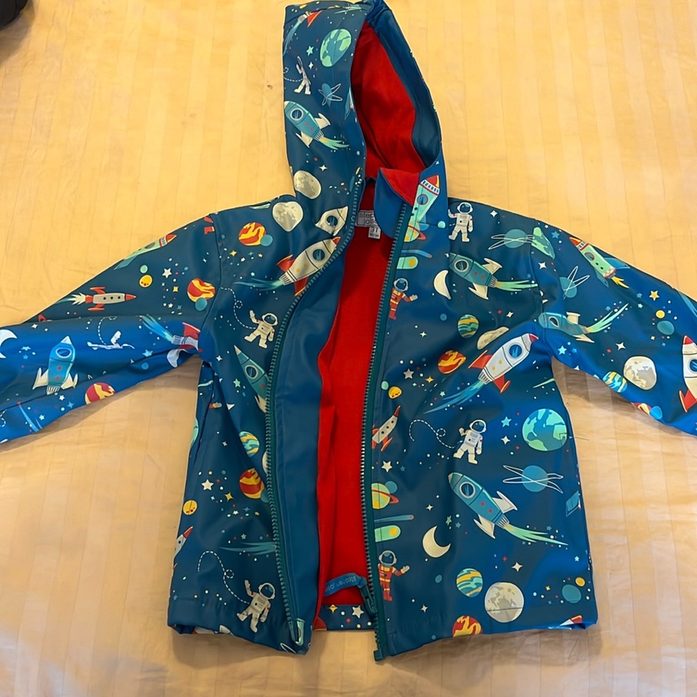 Space motif boy’s raincoat- 3T- 4T in size